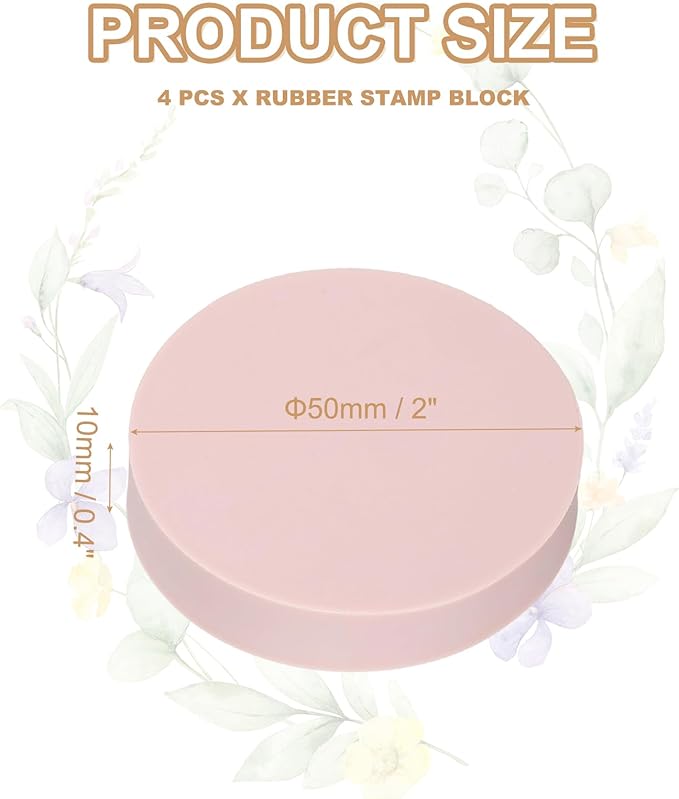 PATIKIL 4Pcs 2" Rubber Carving Blocks, Soft Linoleum Art Carving Block Round - Image 2