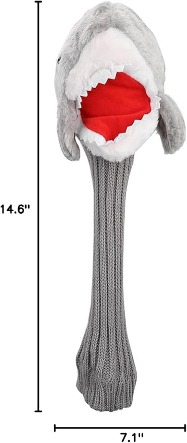 Tiiyee Shark Golf Head Cover, Animals Driver Headcover 3 5 Wood Putter Club Protector Funny Cartoon Plush Cloth Stylish Protection Long Neck for Adults Kids Golfer Men Women Lovers Gift Accessories