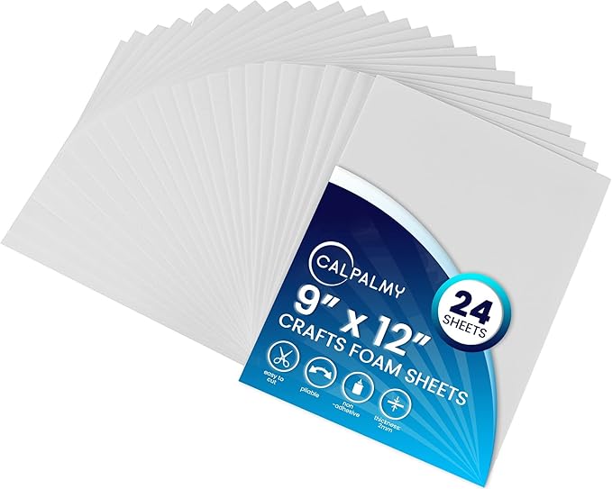 24 Ct Sheets White EVA Cosplay Foam in 9” x 12’’ Sheets; High Density Thick by CalPalmy