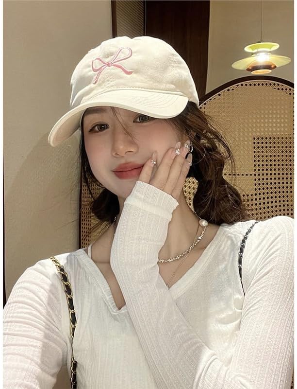 Sumleno Womens Trendy Cute Bow Baseball Cap Y2k Aesthetic Preppy Sun Cap Hiking Travel Trucker Hat Accessories