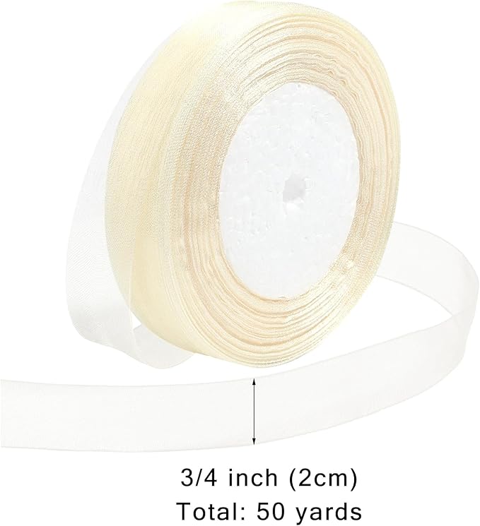 Ribbon for Gift Wrapping 3/4 inch Ivory Sheer Organza Ribbon for Flower Bouquet - Image 2