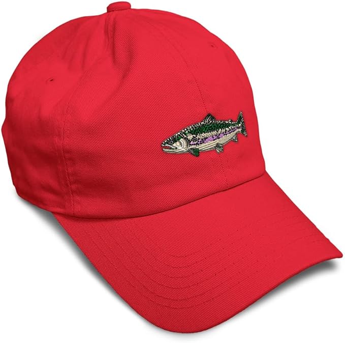 Custom Soft Baseball Hat Embroidered Dad Hat Fish Rainbow Trout Men & Ladies Baseball Cap Cotton