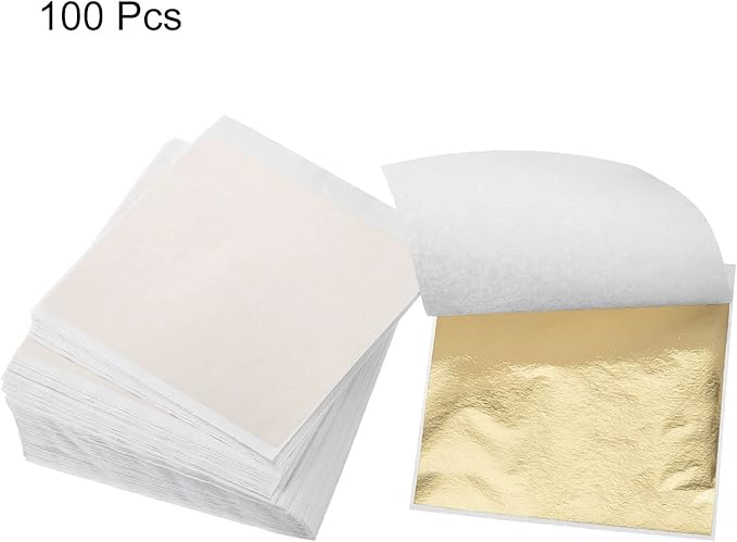 MECCANIXITY Gold Leaf Foil Sheet, Light Golden Leaf Papers, 3.3 x 3.1inch - Image 3