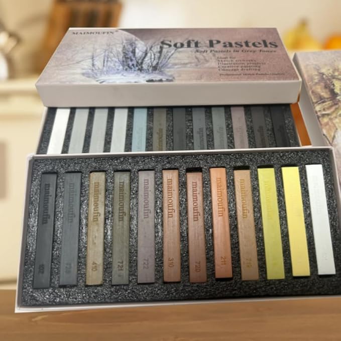 12-Pack Earth Tone Square Soft Pastels Water-Soluble Blendable Artist Drawing - Image 5