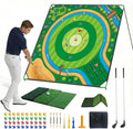 70x70 Inch Golf Chipping Net Battle Golf Extra Large Backyard Practice Net with 40 Training Balls, 3-Turf Hitting Mat, 2 Practice Clubs – Indoor Outdoor Use, Gift for Golf Lovers