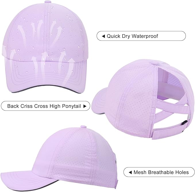 Girls Criss Cross Ponytail Hat Mesh Baseball Cap Kids Quick Dry Ponycap Hats Outdoor Summer Sports Hat Age 7-12