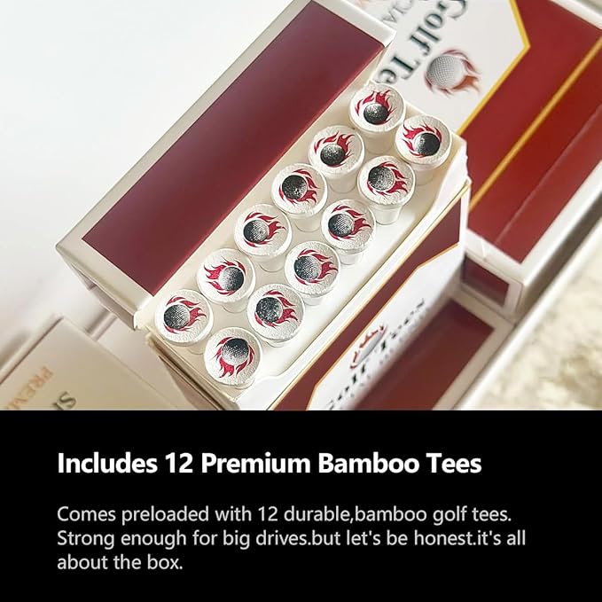 Premium Bamboo Golf Tees | 83mm (3.25") Wooden Tees | Golf Gifts for Men | Vintage-Style tee Case Golf Accessories for Men | Funny Golf Accessory for Golfers
