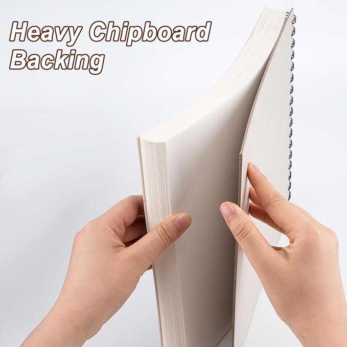 TKOOFN 9" x 12" Sketch Book, 5 Pack Top Spiral Bound Premium Sketchbook - Image 7
