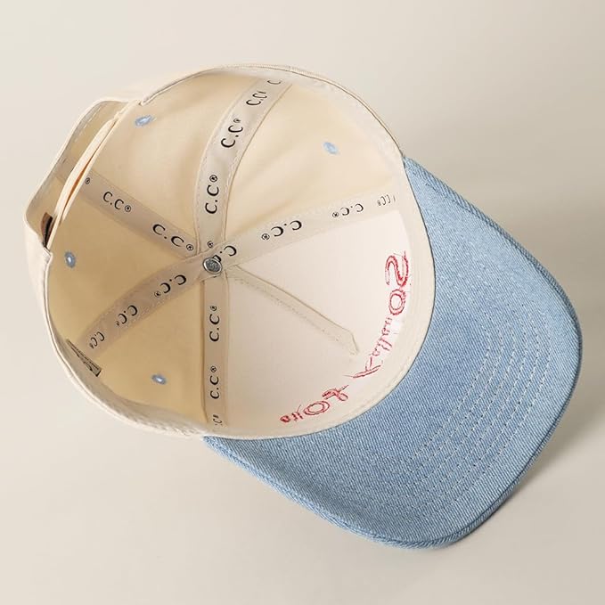 MIRMARU Two-Tone Vintage Canvas Trucker Hats for Men & Women, Adjustable Size Baseball Caps with Trendy Embroidered Design