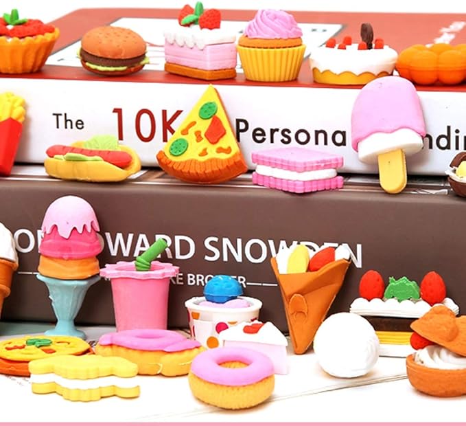 72 Pcs Assorted Food Pencil Erasers Toy Set, Cake Dessert Fruit Puzzle Erasers - Image 4