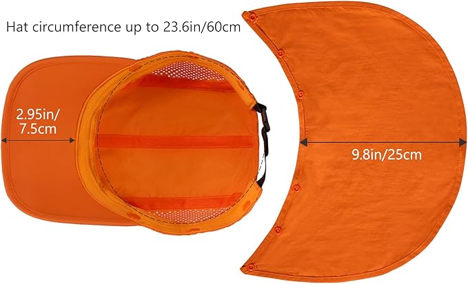 BASSDASH UPF 50+ Foldable Fishing Hat Baseball Cap with Removable Neck Flap Portable for Men Women Golf Hiking