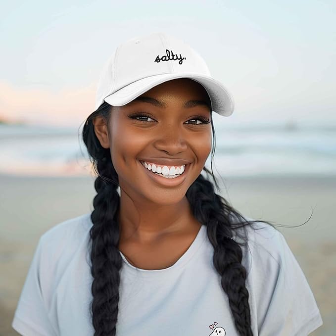 DALIX Salty Embroidered Cotton Beach Baseball Cap Adjustable Dad Hat Womens
