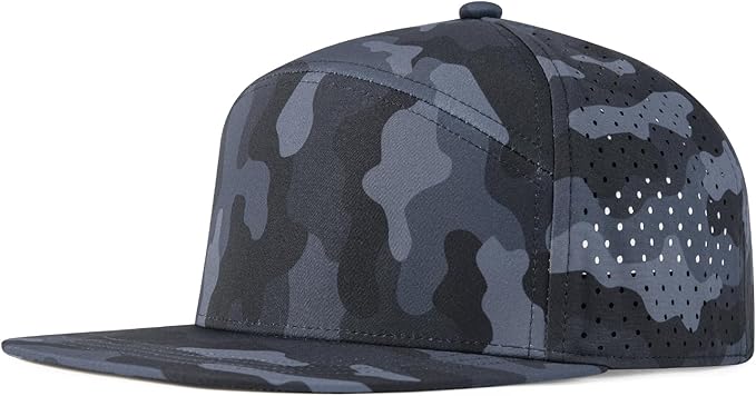 FEINION Men Flat Brim Adjustable Performance Hat Snapback Laser Perforated Baseball Cap