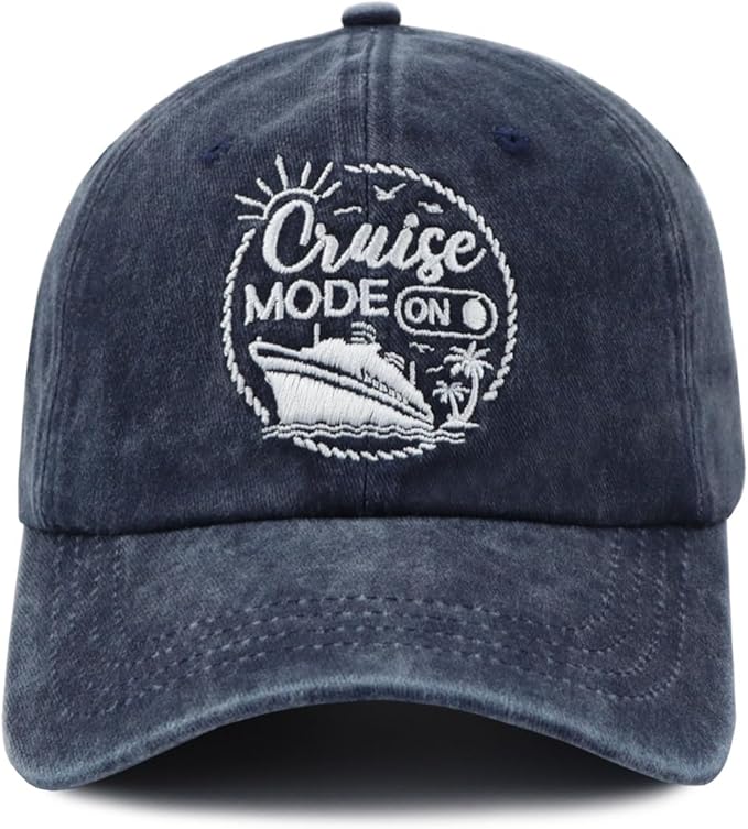 Cruise Mode On Baseball Caps for Men Women, Adjustable Embroidered Cotton Outdoor Hats