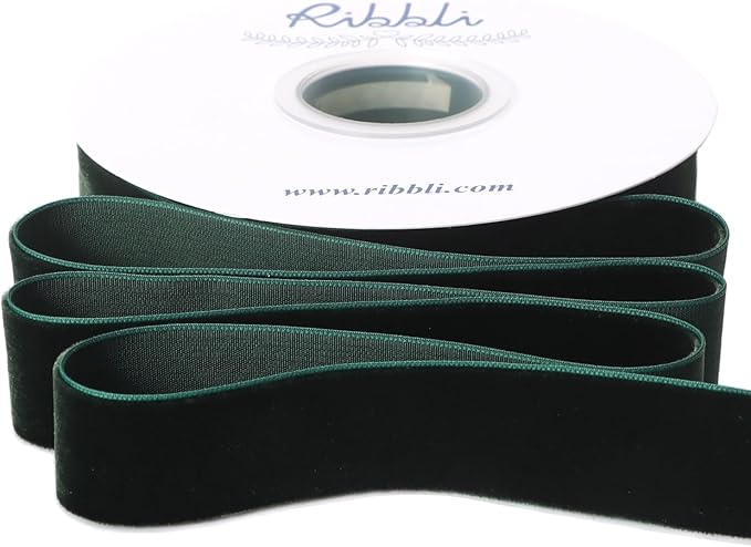 Ribbli Dark Green Velvet Ribbon 1 Inches Continuous10 Yard Spool Red Christmas by Ribbli