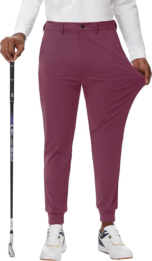 JWM Men's Stretch Golf Joggers Pants with Belt Loops - 29" 34" Slim Fit Tapered Casual Business Travel Dress Work Sweatpants