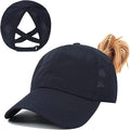 Criss Cross Hat Washed Distressed Baseball Cap Ponytail Hat High Messy Bun Ponycap for Women