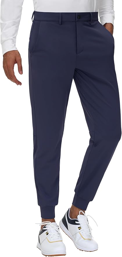 JWM Men's Stretch Golf Joggers Pants with Belt Loops - 29" 34" Slim Fit Tapered Casual Business Travel Dress Work Sweatpants