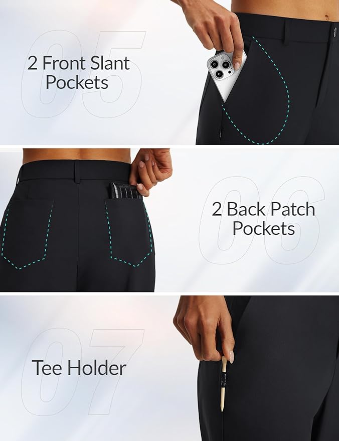 baleaf Women's Golf Pants Straight Leg Stretch Work Travel Pant with Pockets Dressy Bussiness Casual Slacks UPF 50+