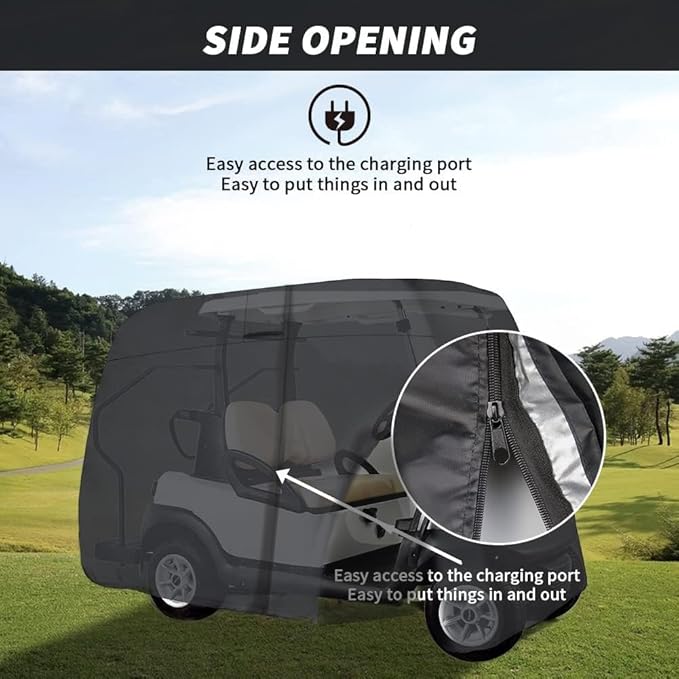 Golf Cart Cover 2/4/6 Passenger, All-Weather Protection Golf Cart Rain Covers, UV Resistant with Windproof Buckle Golf Cart Accessories (Fits for Club Car, for EZGO, for Yamaha)