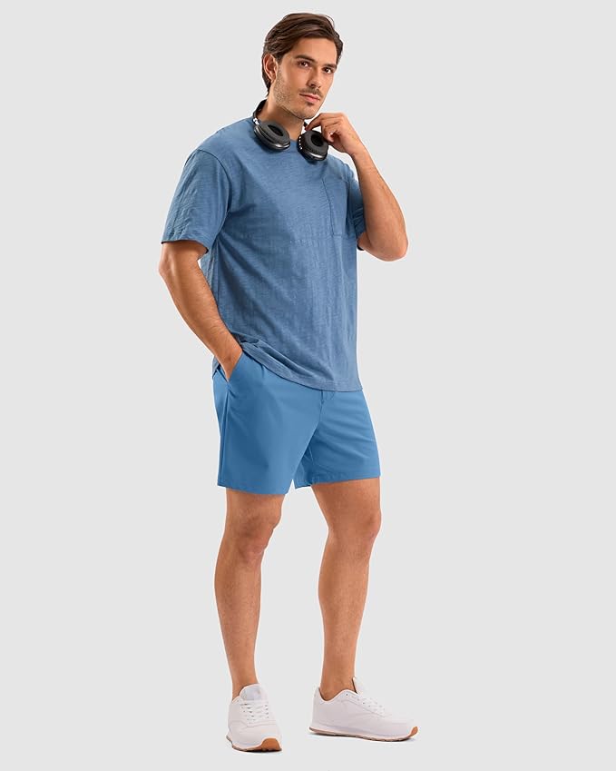 Pudolla Men's Casual Shorts 7"/9"/5" Lightweight Golf Shorts with 3 Pockets Stretch Quick Dry Comfy Work Shorts
