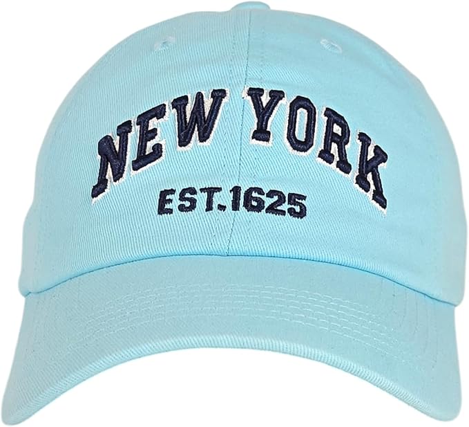 Elidan NY Dad Hat New York EST.1625 Cotton Cap, Adjust Buckle Strap, Unstructured Low-Profile NY Baseball Cap for Men & Women