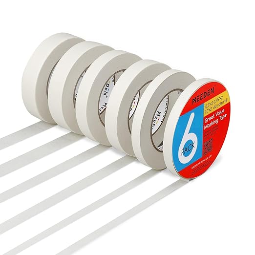 MEEDEN 6 Packs White Artist Tape, 0.5" 0.75" 1.0" x 60 Yard, Acid-Free Painters by MEEDEN