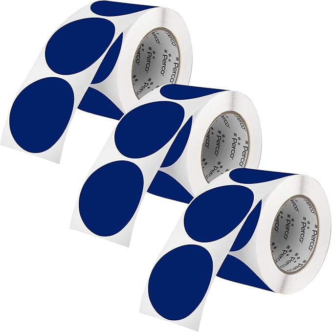Perco Dark Blue 3-Inch Round Circle Dot Sticker Labels by Perco