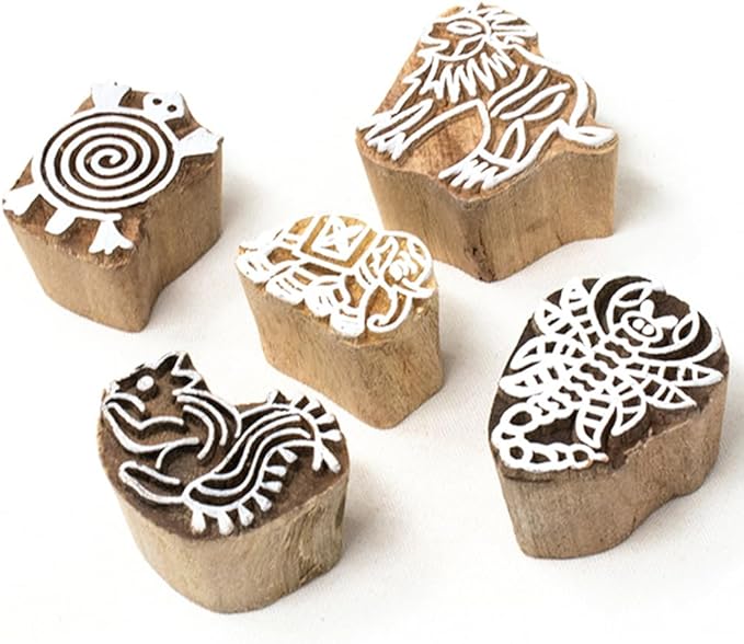 Handcarved Wooden Stamps for Block Printing by Hashcart