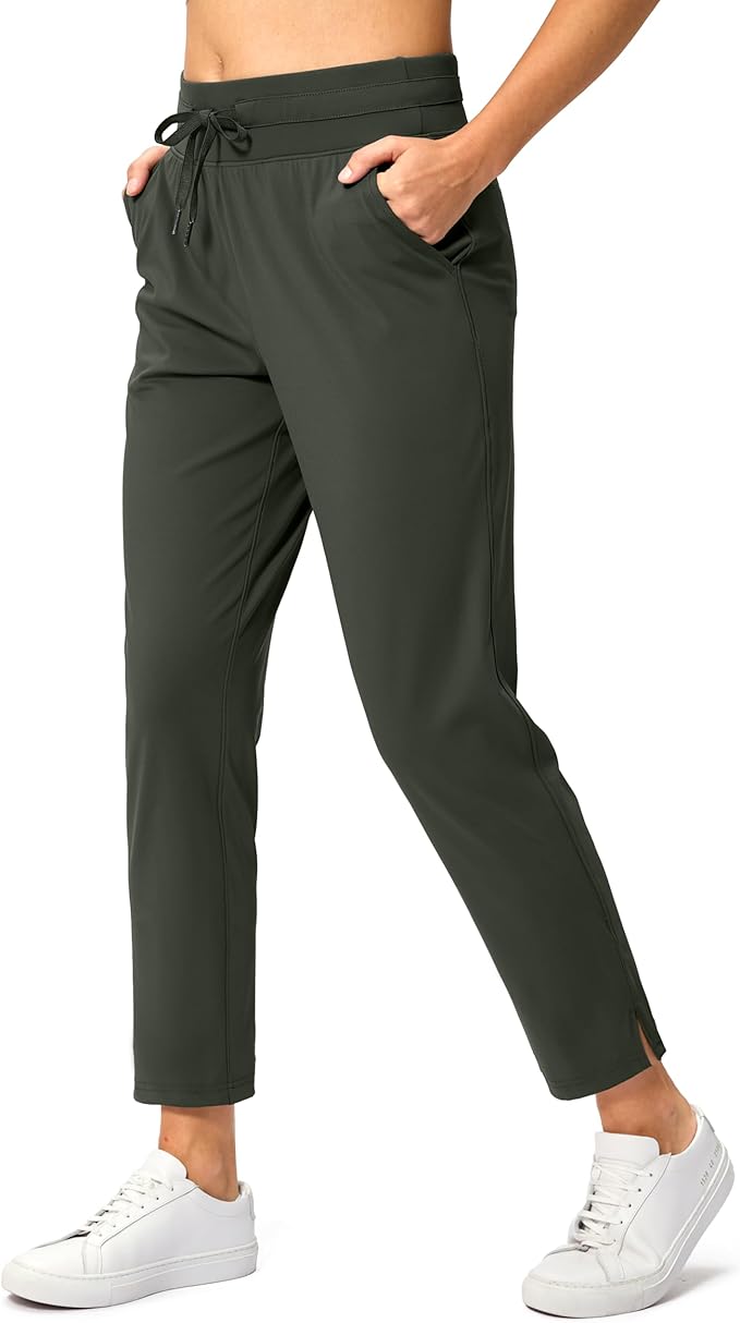 Soothfeel Women's Pants with 4 Pockets 7/8 Stretch High Waisted Sweatpants Travel Athletic Work Golf Pants for Women
