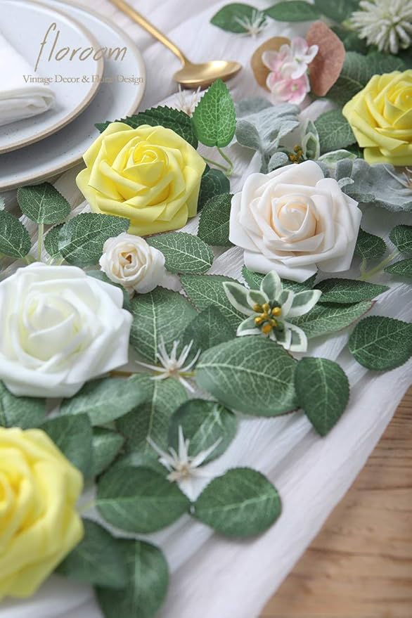 Floroom Artificial Flowers 25pcs Real Looking Cream Foam Fake Roses - Image 5