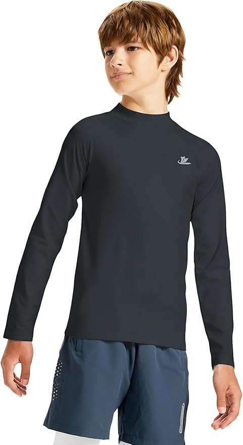 DEVOROPA Youth Boys Compression Thermal Shirt Long Sleeve Kids Fleece Baselayer Soccer Baseball Undershirt Slim/Regular/Husky