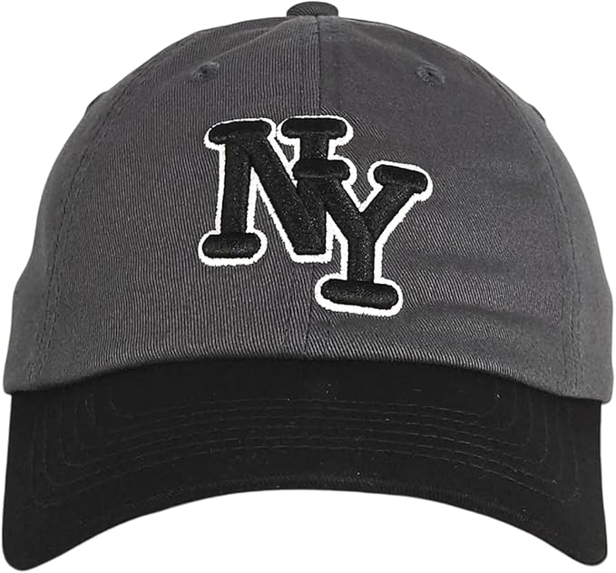 NY 3D Embroidered Cotton Dad Hat – New York Baseball Cap, Adjustable Metal Buckle Strap, Unstructured Low-Profile Style