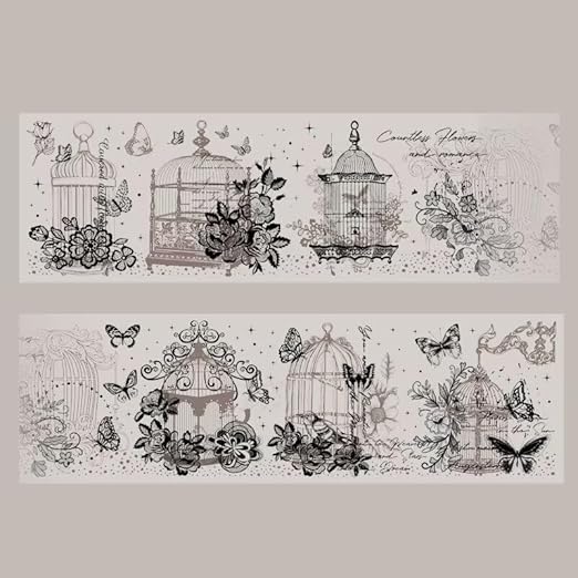 3pcs Vintage Lace Tape Cutout Art Lace Black White Stickers Roll Sticker PET by SEEKRARE