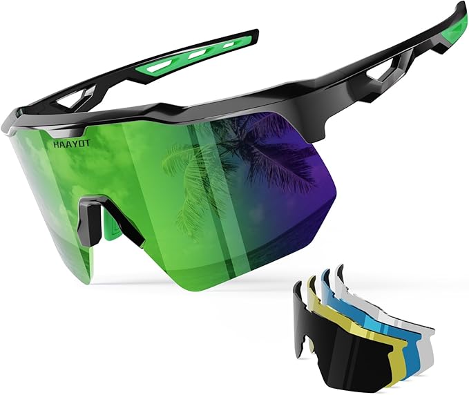HAAYOT Polarized Sports Sunglasses for Men Women Youth Baseball Cycling Running Softball Biking Glasses 5 Lenses