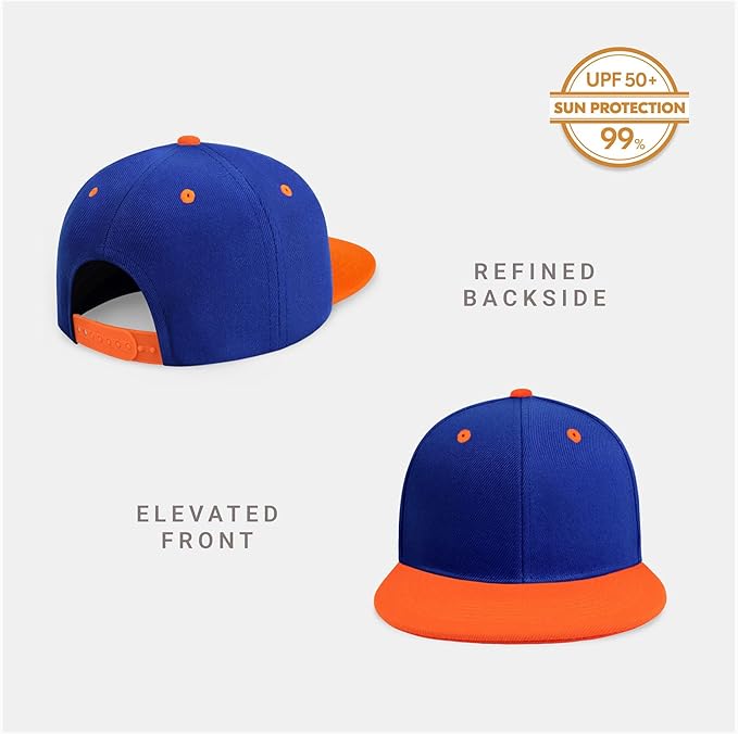 CHOK.LIDS Flat Bill Visor Classic Snapback Hat Blank Adjustable Brim High Top End Trendy Color Style Plain Tone Baseball Cap