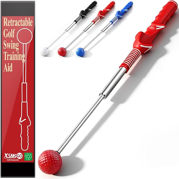 Retractable Golf Swing Training Aid – Golf Swing Trainer with Ergonomic Grip & Audible Feedback | Golf Swing Corrector for Tempo, Balance & Accuracy | Indoor & Outdoor Golf Practice Tool