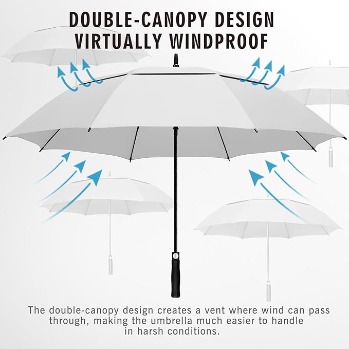 ZOMAKE Golf Umbrella Windproof, Extra Large Oversized Heavy Duty Double Canopy for Rain, Sports Games & Push Cart(51/54/62/68/72Inch)