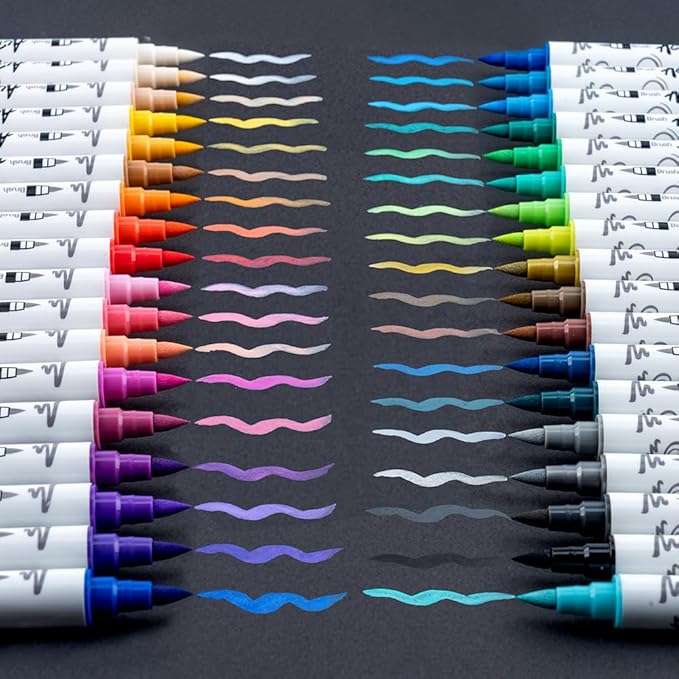 TRANSON 36 Colors Fine and Brush Dual-tip Acrylic Paint Marker Pen Set - Image 5