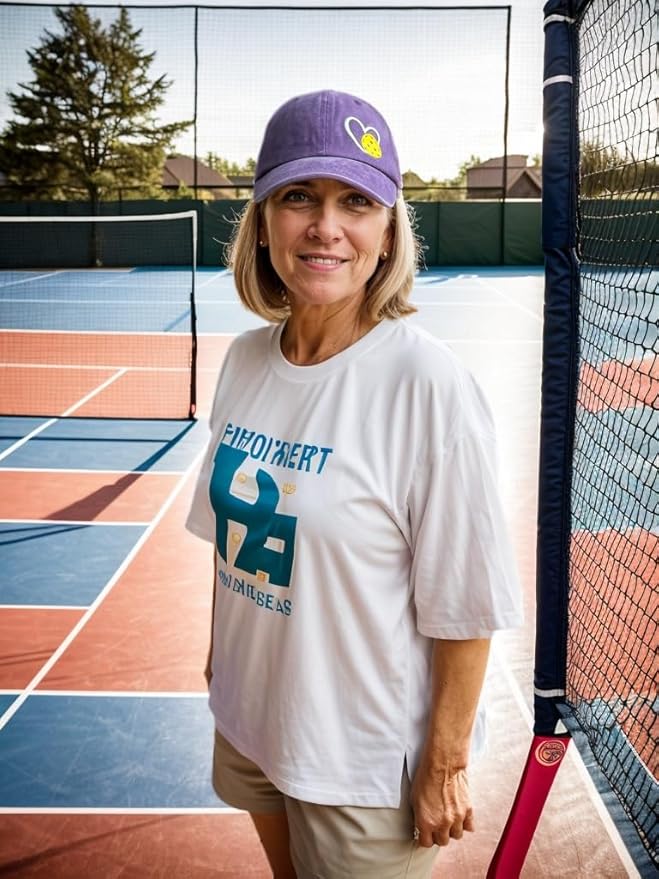 Pickleball Hat for Women Men, Adjustable Embroidered Heart Pickleball Baseball Cap