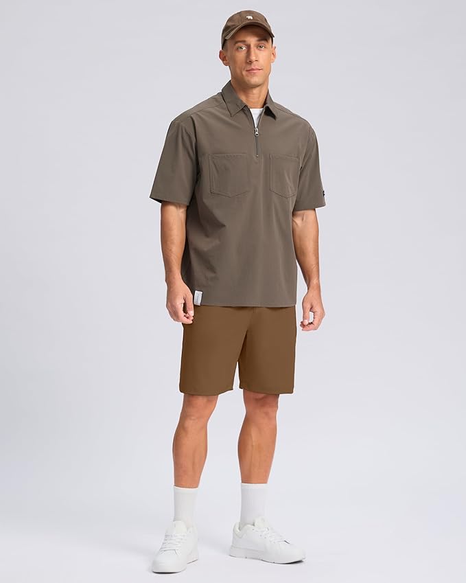 Pudolla Men's Casual Shorts 7"/9"/5" Lightweight Golf Shorts with 3 Pockets Stretch Quick Dry Comfy Work Shorts