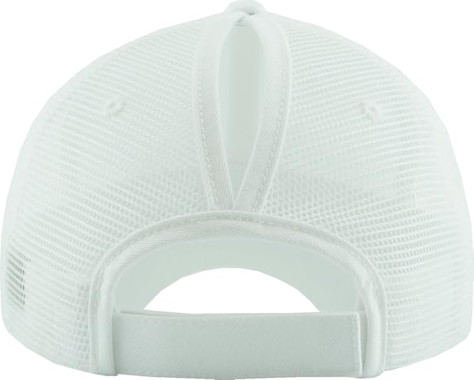 Classic Plain Ponytail Messy High Bun Headwear Adjustable Cotton Trucker Mesh Glitter Hat Baseball Cap