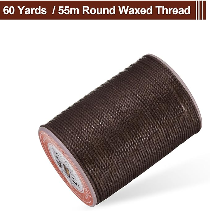 uxcell Round Leather Sewing Waxed Thread, 55m / 60 Yards Wax Polyester String - Image 3