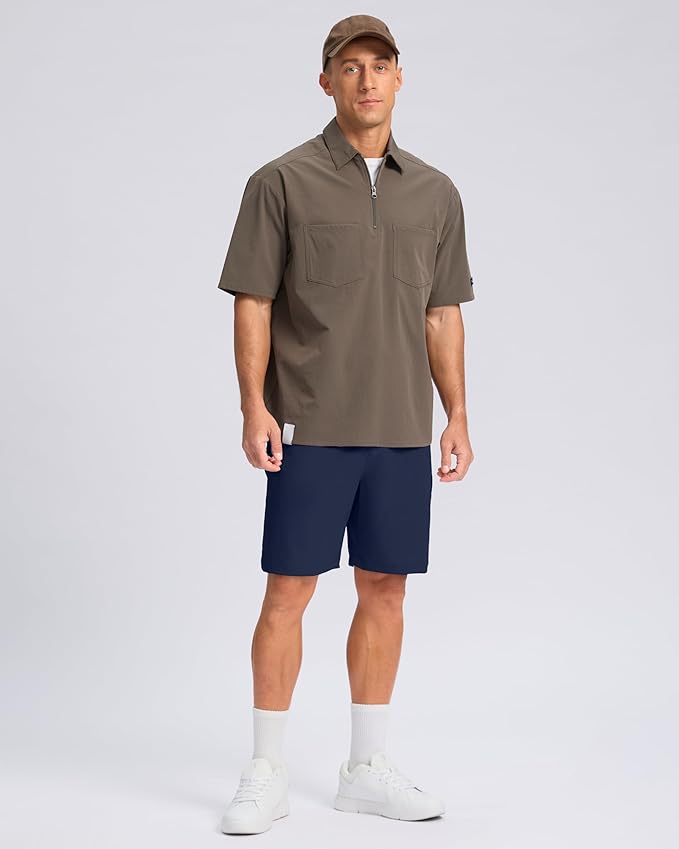 Pudolla Men's Casual Shorts 7"/9"/5" Lightweight Golf Shorts with 3 Pockets Stretch Quick Dry Comfy Work Shorts