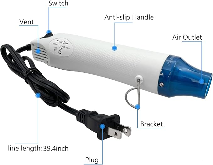 Heat Gun, Mini Hot Air Gun for DIY Crafts Portable Heat Air Gun Tool for - Image 2