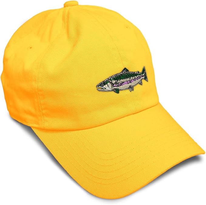 Custom Soft Baseball Hat Embroidered Dad Hat Fish Rainbow Trout Men & Ladies Baseball Cap Cotton