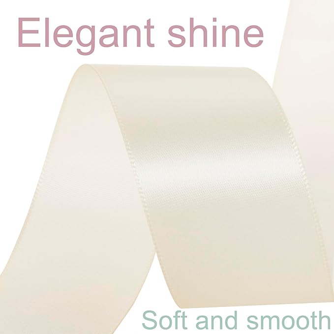 1-1/2 Inch Ivory Ribbon, 50 Yards Craft Polyester Satin Ribbon Perfect - Image 3