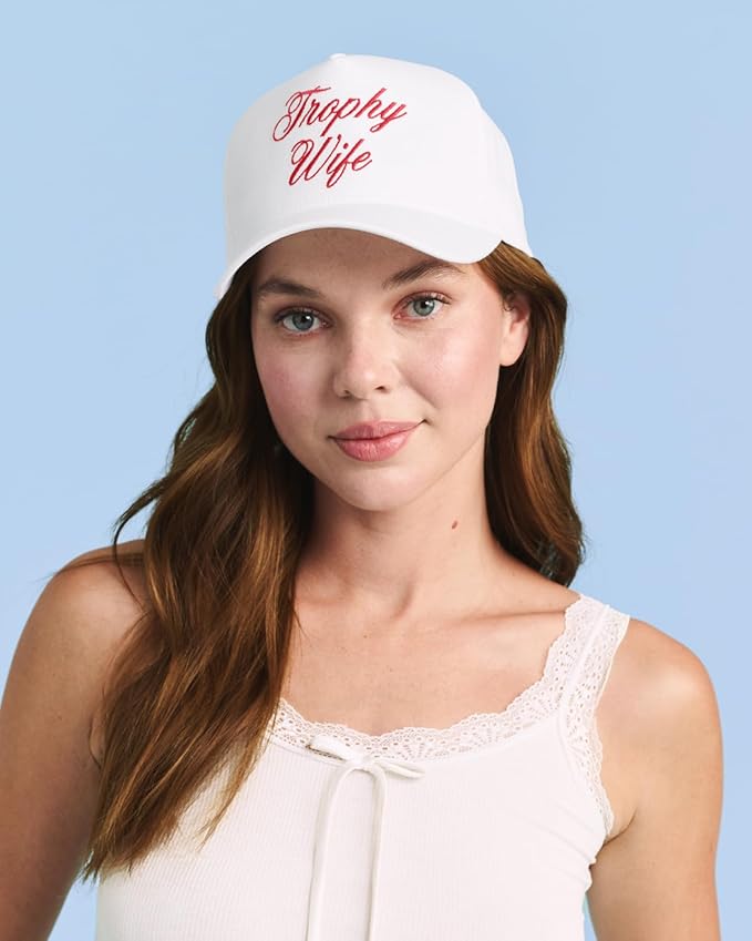 xo, Fetti Trophy Wife Trucker Hat | White, Red Embroidery, Snapback, Adjustable Fit, Bachelorette, Bridal Shower, Bride Gift, Party Hat, Engagement, Wifey