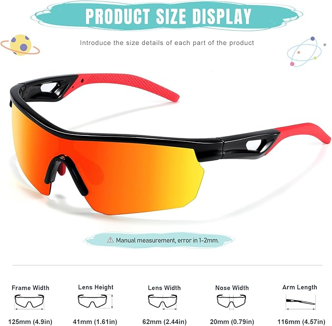 Kids Sunglasses Polarized Youth Baseball Sunglasses Softball Cycling Sports Sun Glasses Boys Girls