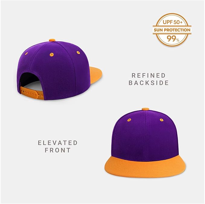 CHOK.LIDS Flat Bill Visor Classic Snapback Hat Blank Adjustable Brim High Top End Trendy Color Style Plain Tone Baseball Cap